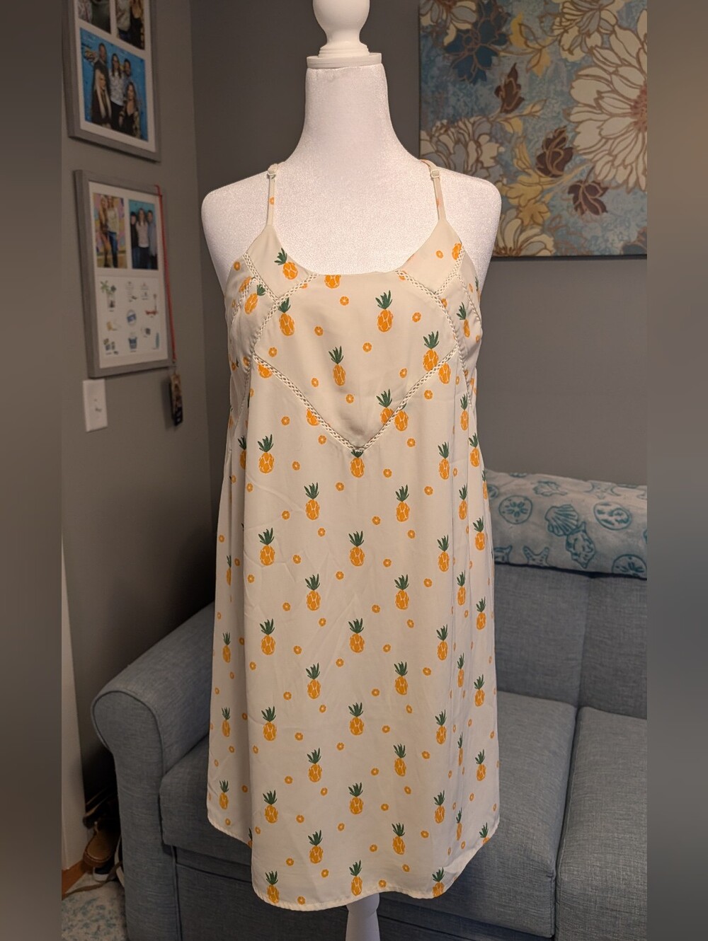 Market & Spruce Cream Pineapple-Print Dress